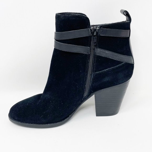 Alex Marie Womens Black Suede Leather Buckle Accent Side Zip Bootie Size 9.5 - Picture 2 of 11